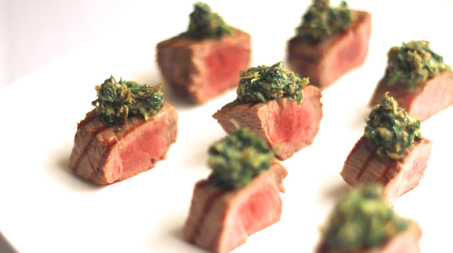 Grilled fillet of beef with salsa verde